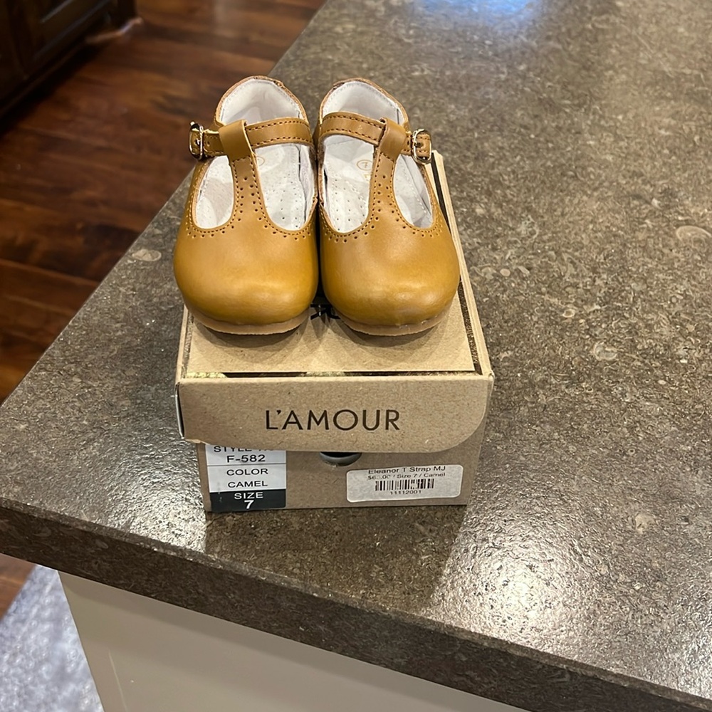NWT in the box T Strap brown MJ l'amour shoes